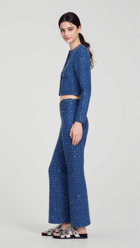 PALM CROPPED BLAZER IN BLUE