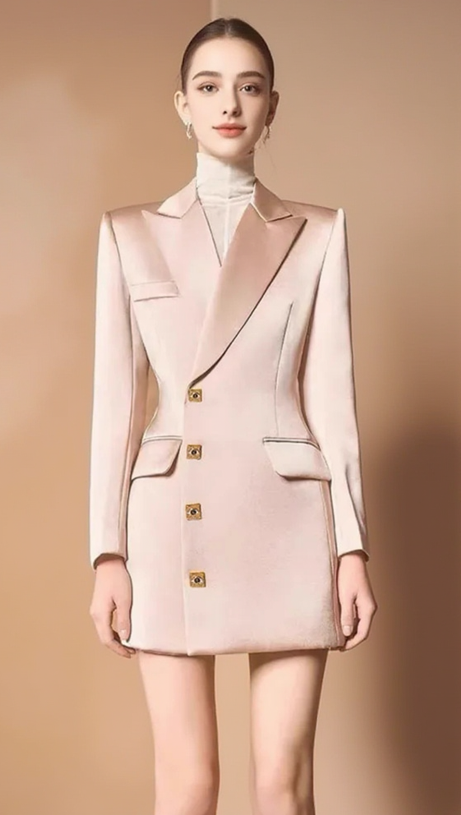 BREENDA ASYMMETRIC CLOSURE BLAZER IN PALE PINK