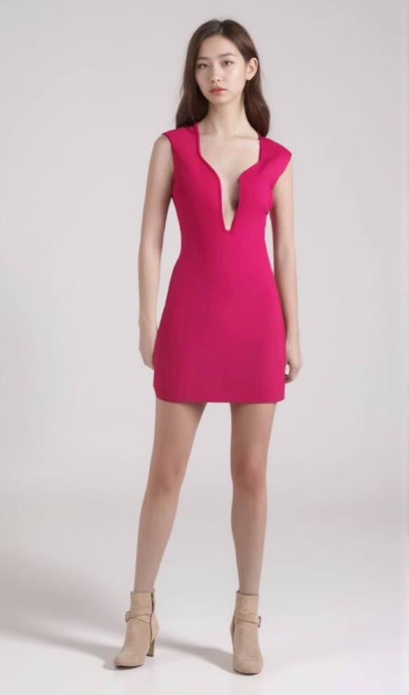 MIRABELLE ROSE RED V-NECK BANDAGE MINI DRESS