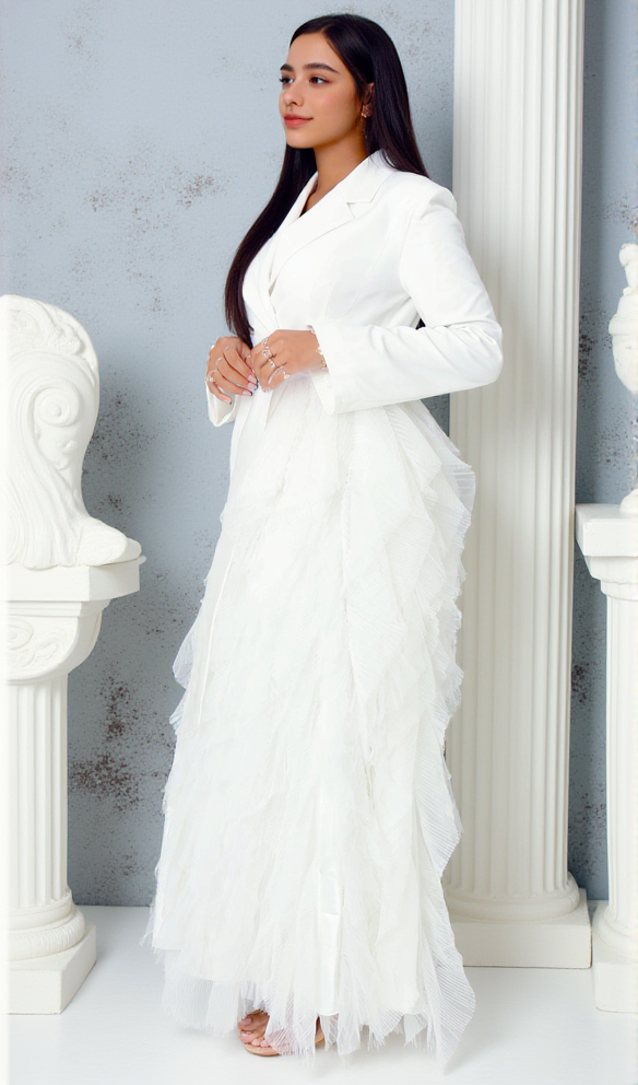 AIIZIE DATAYA MESH PATCHWORK COAT IN WHITE - product image