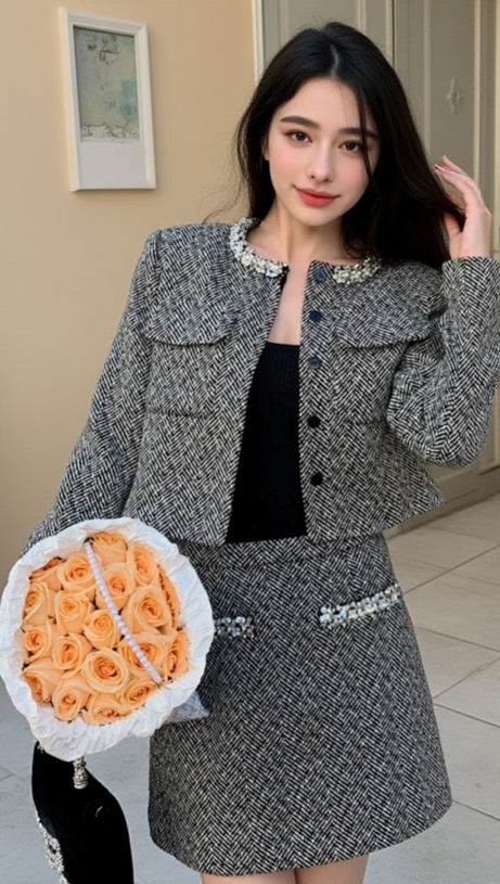 BERYL RHINESTONE EMBELLISHMENT JACKET IN BLACK