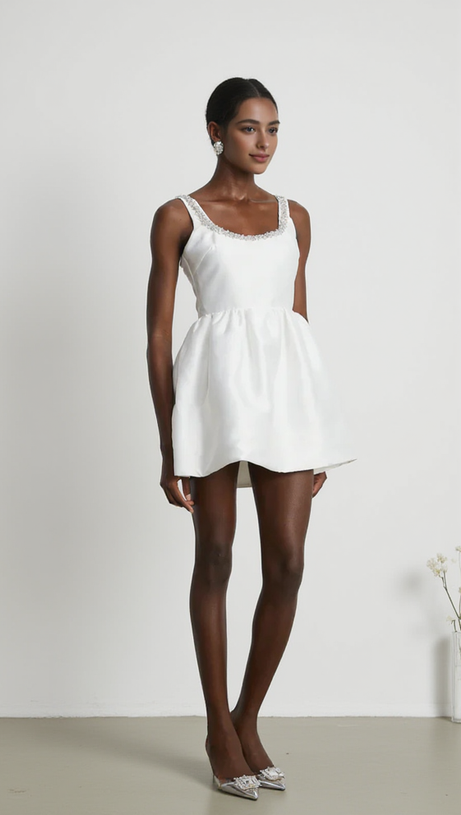 DOROTHY WEISSES TAFT-MINIKLEID MIT DIAMANTEN