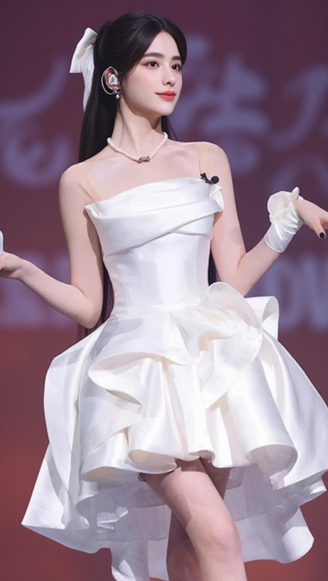 BESTE WHITE STRAPLESS A-LINE MINI DRESS