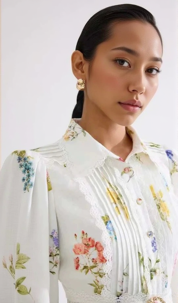 AIIZIE MURIEL LONG CUFFED SLEEVES FLORAL MAXI DRESS - product image