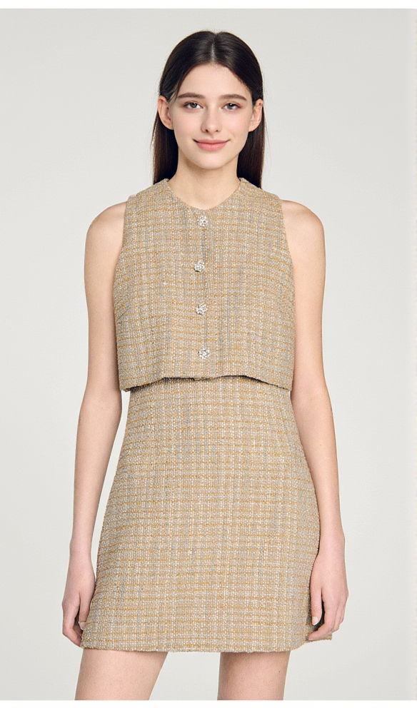 Penelope Tweed-Minikleid in Kamel