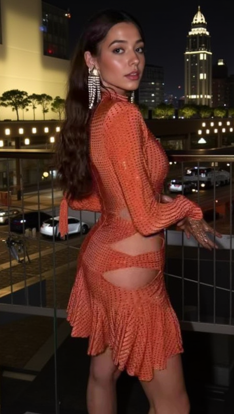 IRENE RHINESTONES EMBELLLISHED MINI DRESS IN ORANGE