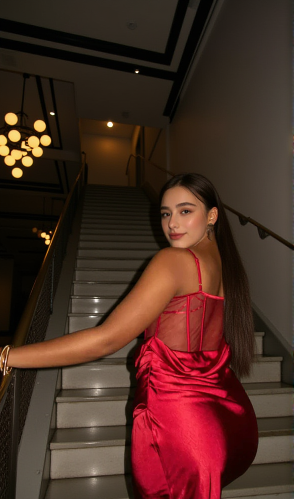 AIIZIE RED ANASTACIA DRAPE MAXI DRESS - product image