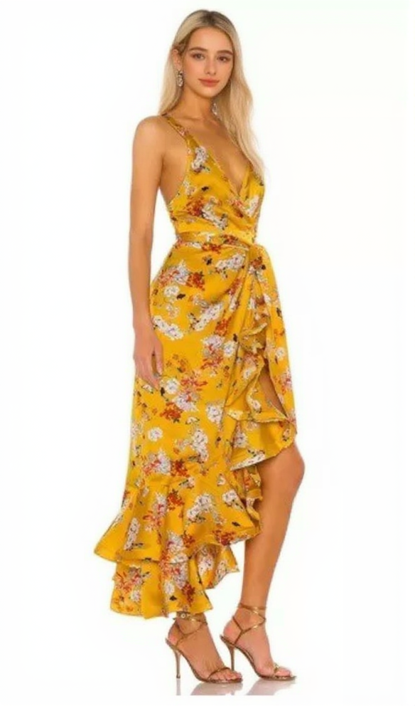 AIIZIE NARCISS MIDI DRESS IN YELLOW - product image