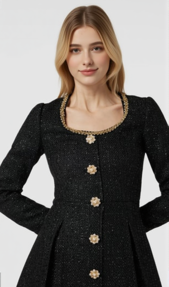 AIIZIE BLACK BOUCLE TAILORED MINI DRESS - product image