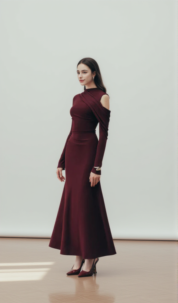 AIIZIE ECLIPSE DRAPED MAXI DRESS IN BLACKBERRY - product image