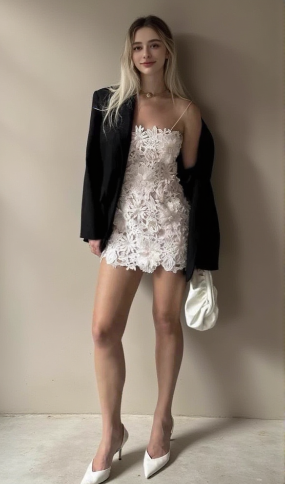 AIIZIE FREDA FLORAL LACE MINI DRESS IN PINK - product image