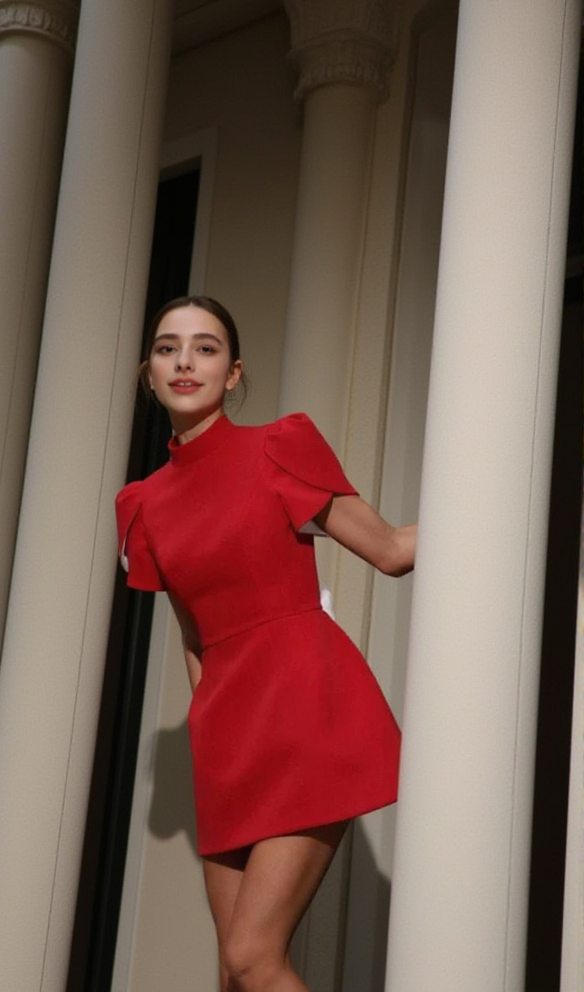 AIIZIE FANNY BACK CUT-OUT BOWKNOT RED MINI DRESS - product image