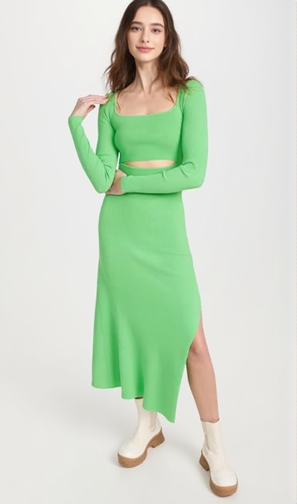 AIIZIE TIFFANY LONG SLEEVE CUTOUT COCKTAIL DRESS IN GREEN - product image