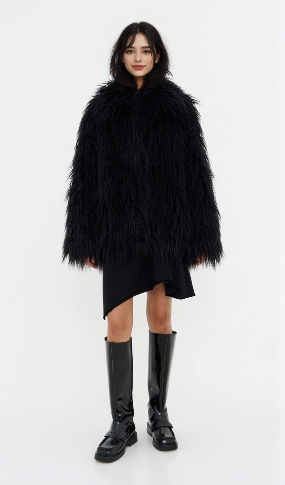 AIIZIE SHORT BLACK FUR COAT - product image