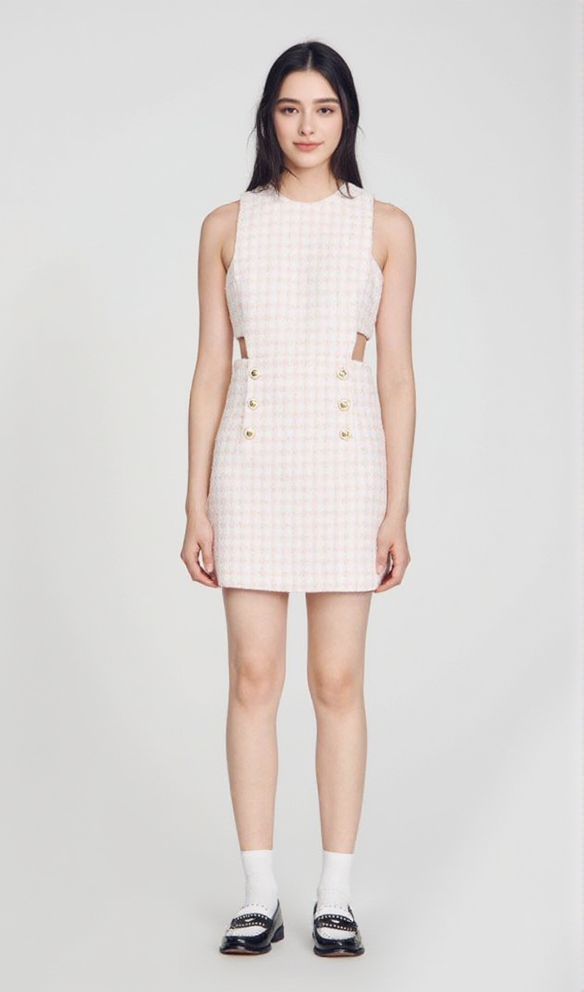 AIIZIE SLEEVELESS CUTOUT PINAFORE MINI DRESS IN LIGHT PINK - product image