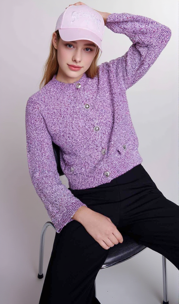 AIIZIE MYPURPLE CARDIGAN IN FUCHSIA PINK - product image