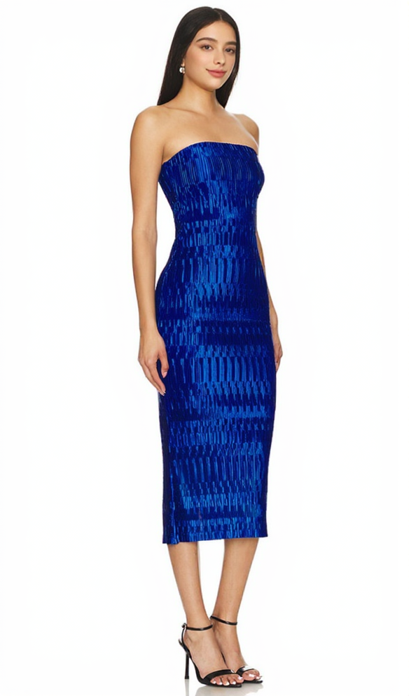 AIIZIE REINE PLISSE STRAPLESS MIDI DRESS - product image