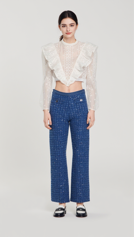 PALMIRA TWEED TROUSERS IN BLUE