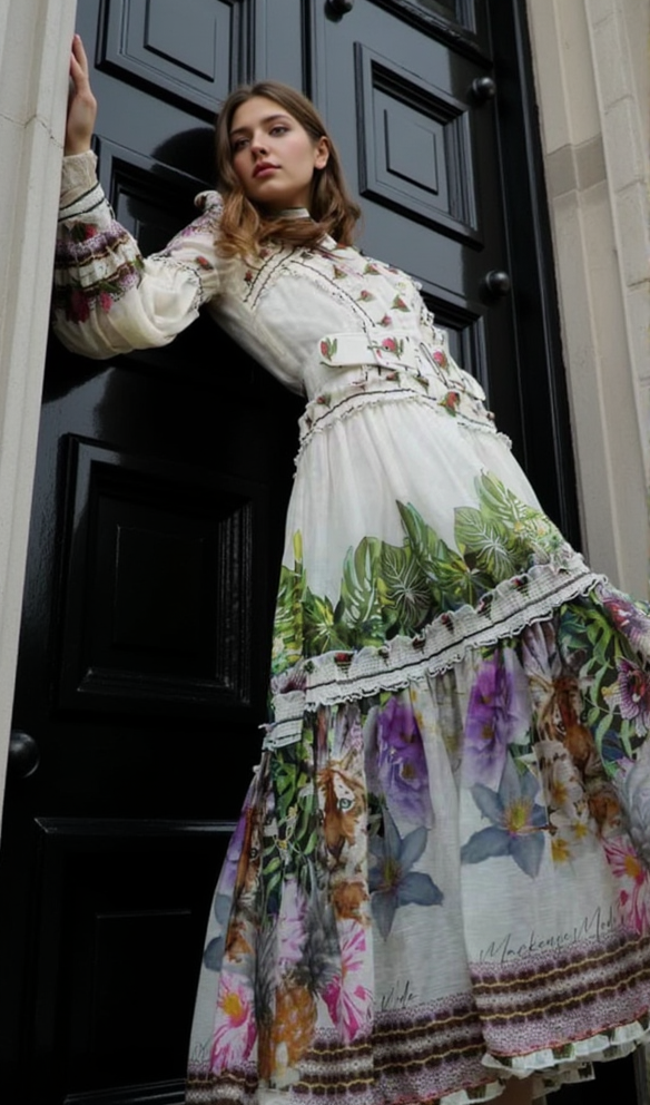 AIIZIE CORNELIA MULTICOLOR FLORAL PATTERN MAXI DRESS - product image