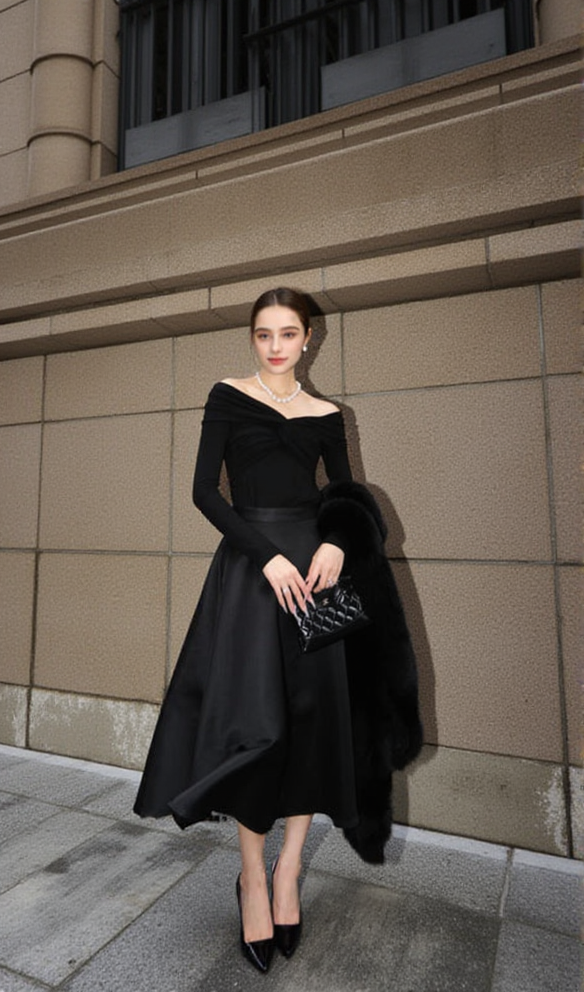 AIIZIE BLACK HIGH WAIST VINTAGE SKIRT - product image