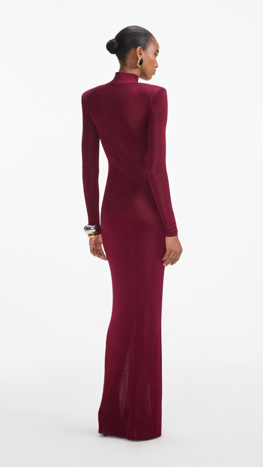 BURGUNDY VISCOSE KNIT MAXI DRESS
