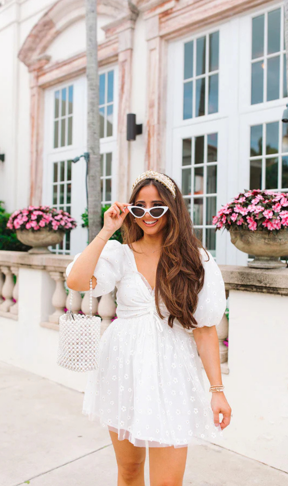Hannah Elastic Waist Mini Dress in white