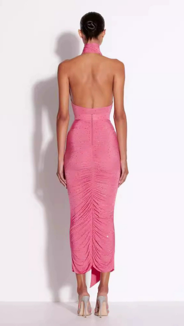 AIIZIE FREDERICA GARNET ROSE RUCHED SKIRT IN CRYSTAL JERSEY - product image