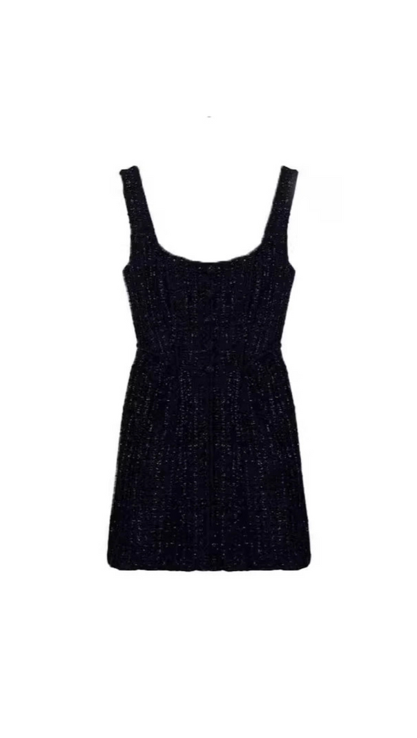 AIIZIE BLACK BOUCLE MINI DRESS - product image