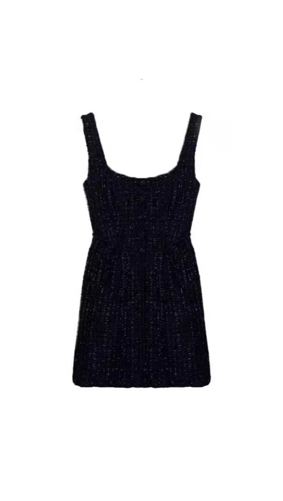 BLACK BOUCLE MINI DRESS
