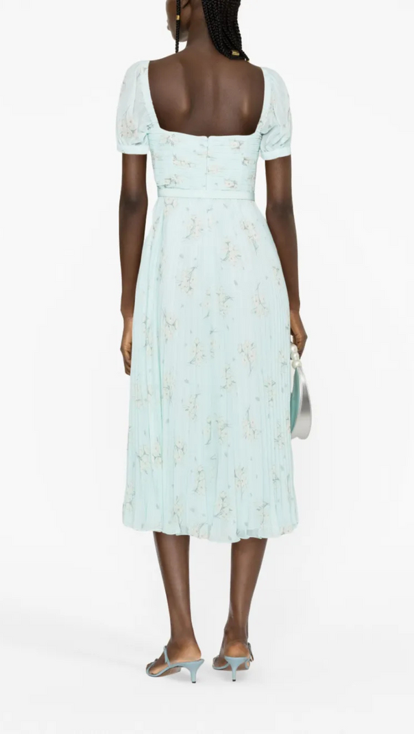AIIZIE LINDSAY FLORAL-PRINT CHIFFON MIDI DRESS IN BLUE - product image