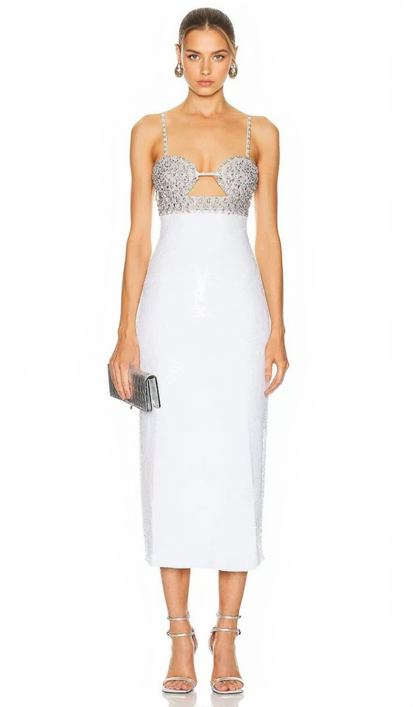 Handbesticktes Paillettenkleid