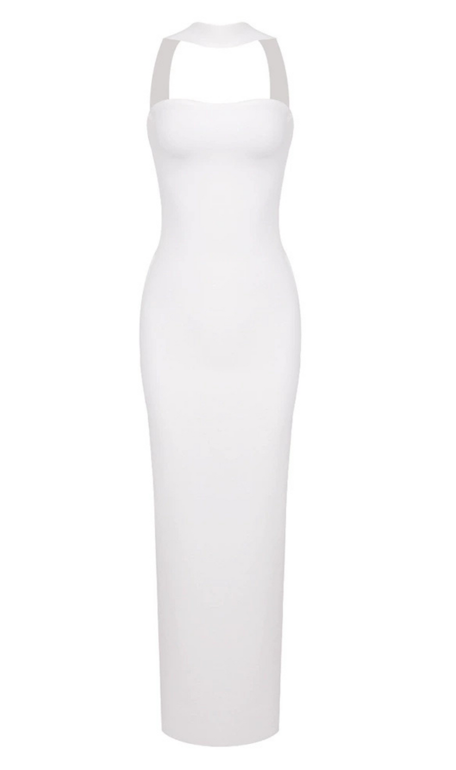 ABITO BIANCO CON SCHIENA SENZA TASCHE E SCOLLO A V