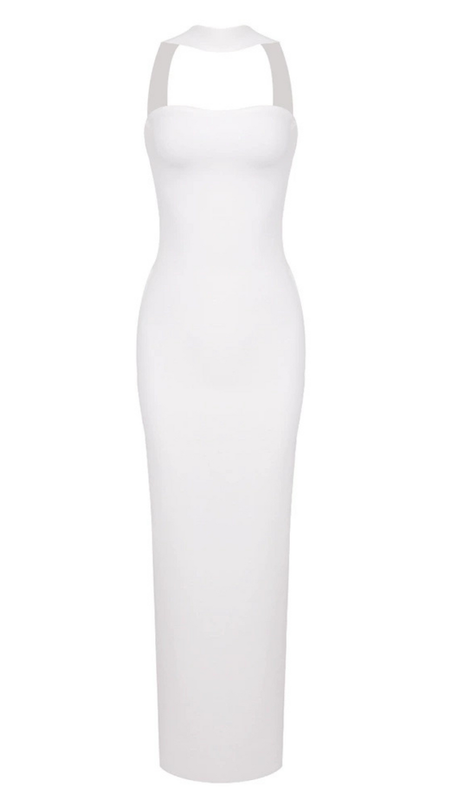 CUTOUT HALTER BACKLESS DRESS IN WHITE – AIIZIE