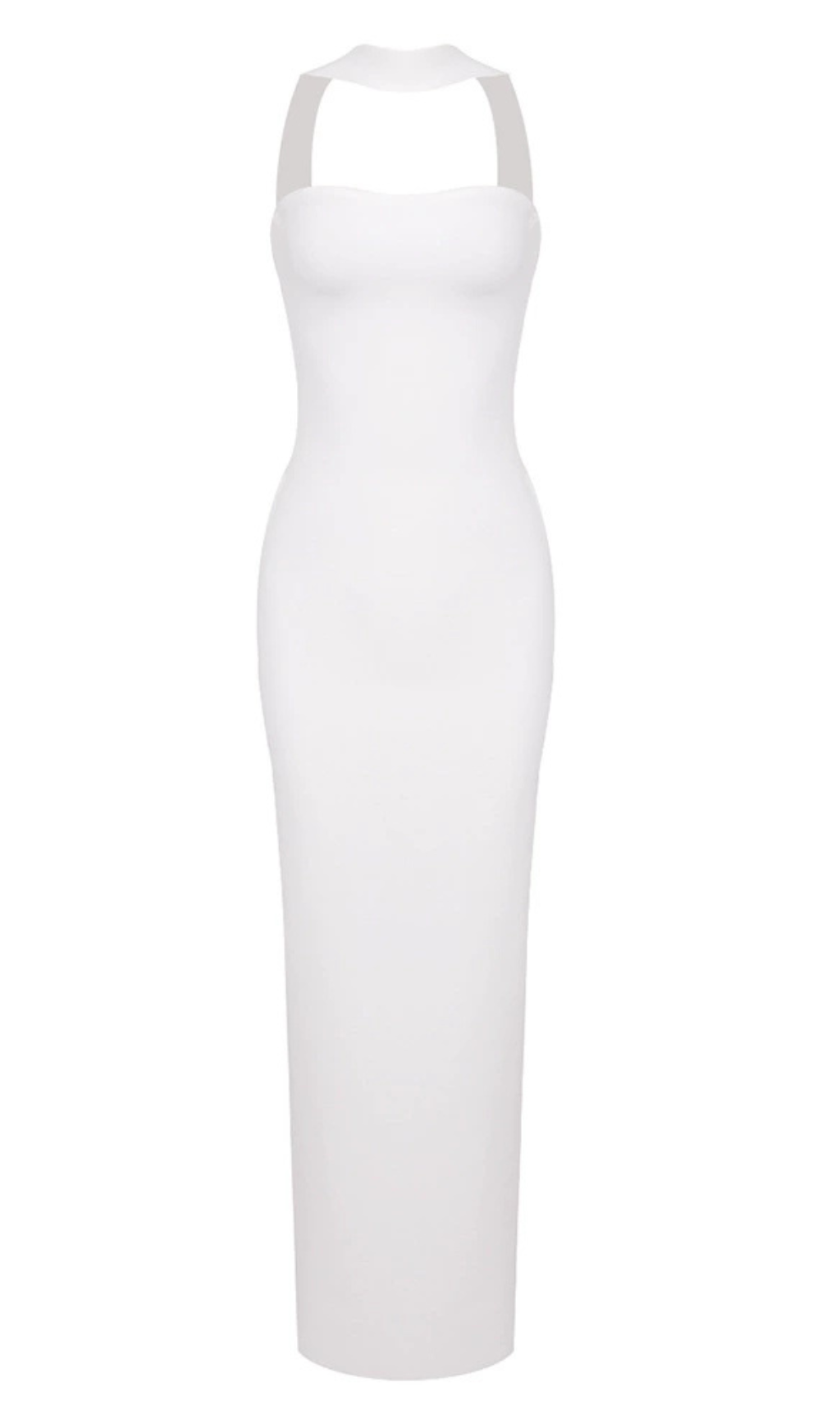CUTOUT HALTER BACKLESS DRESS IN WHITE