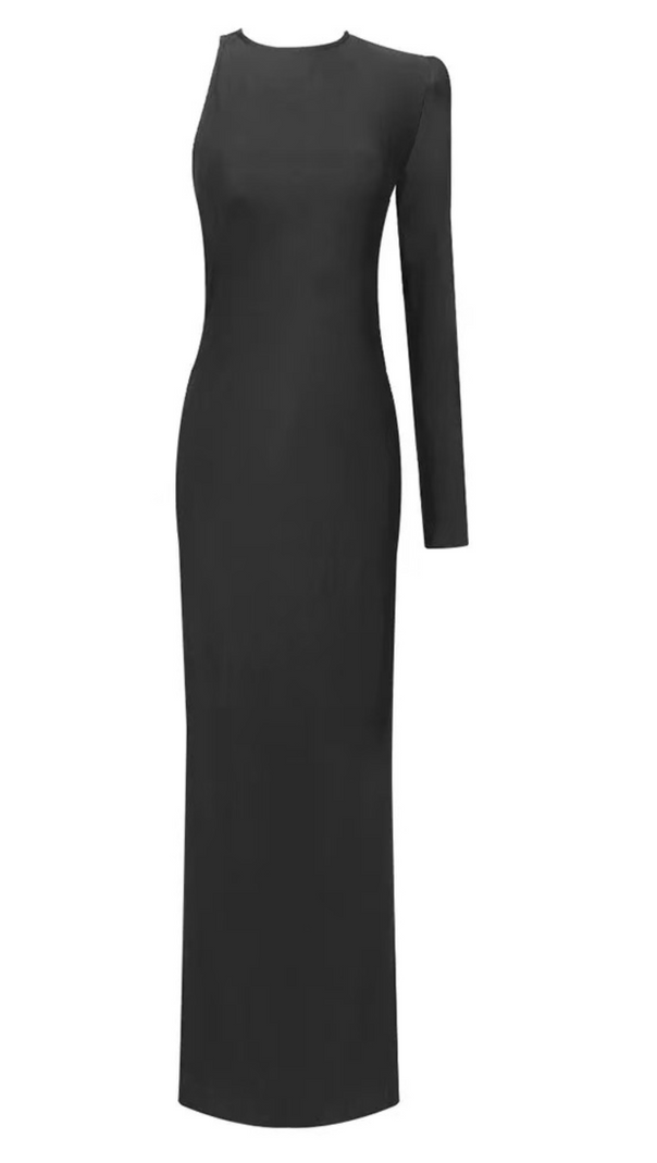 AIIZIE ANGELOU BLACK BACKLESS CHAIN MAXI DRESS - product image