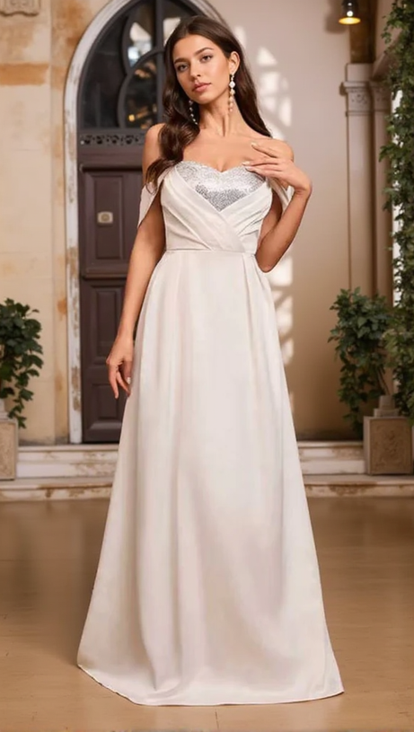 SEQUIN SPLICE STRAIGHT SHOULDER TUBE DRESS A-LINE DRESS