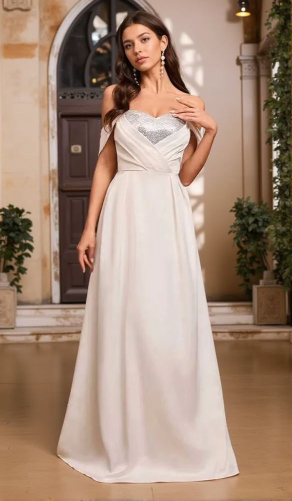 AIIZIE SEQUIN SPLICE STRAIGHT SHOULDER TUBE DRESS A-LINE DRESS - product image