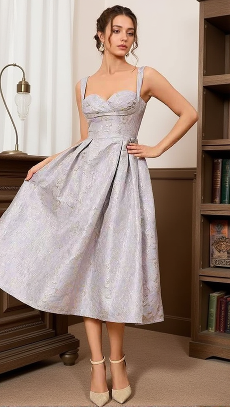 BUSTIER-MIDIKLEID IN A-LINIE IN ROSA 