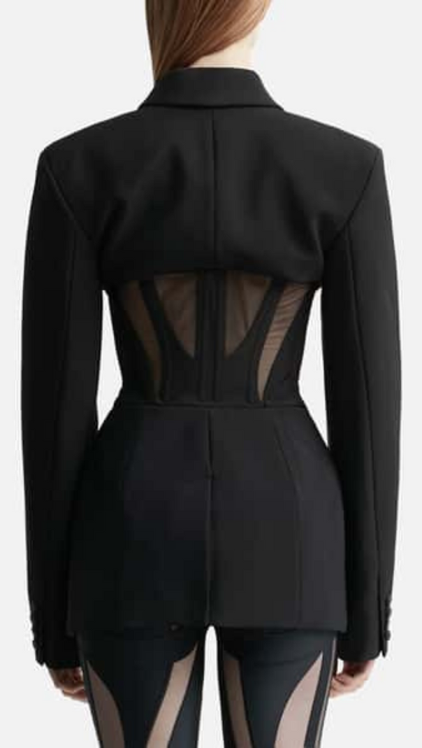 AIIZIE V-NECK CORSET JACKET IN BLACK - product image