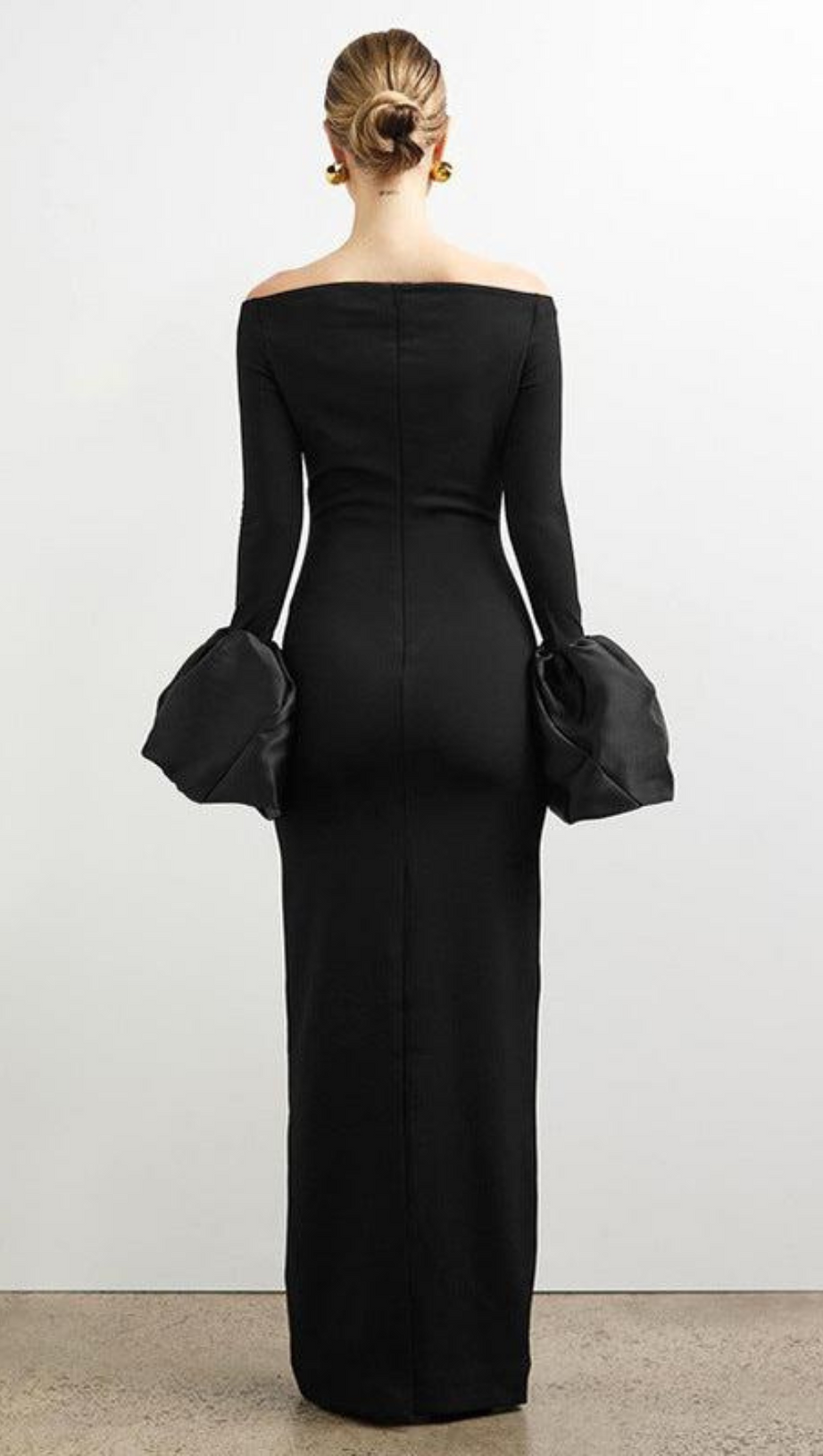 OLINDAN OFF SHOULDER MAXI DRESS IN BLACK