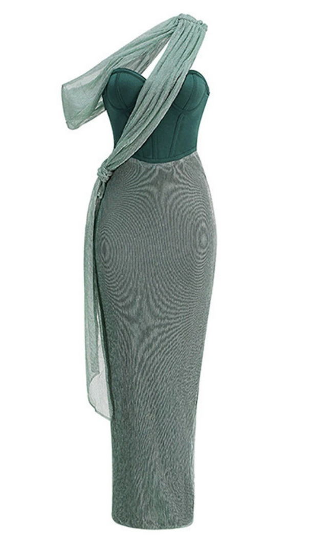 AIIZIE EMERALD GREEN HALTER STRAP MAXI DRESS - product image