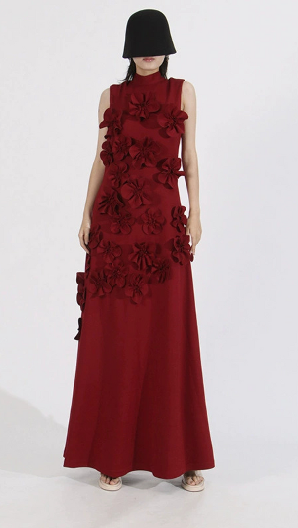 AIIZIE ANNONA PURPLE FLOWER EMBELLISHED MAXI DRESS - product image