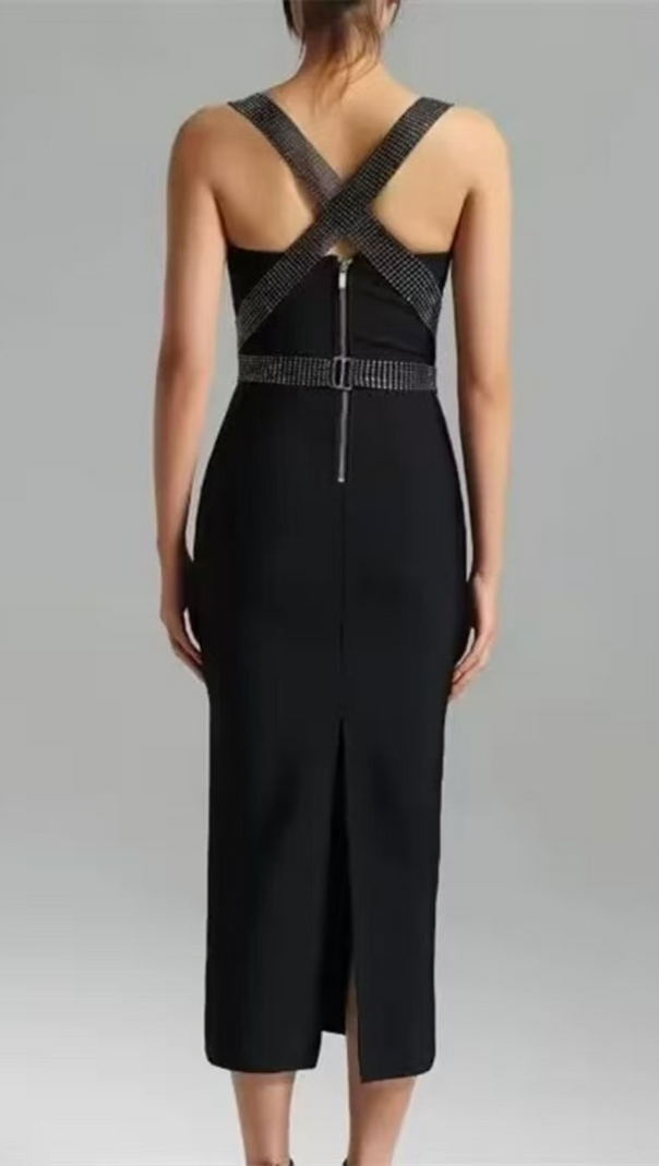 AIIZIE HALTER RHINESTONE MIDI DRESS - product image