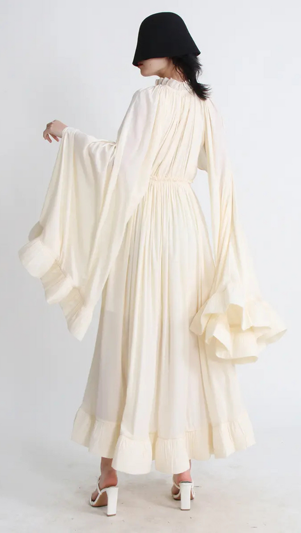AIIZIE RUFFLE TRIM MAXI DRESS IN WHITE - product image