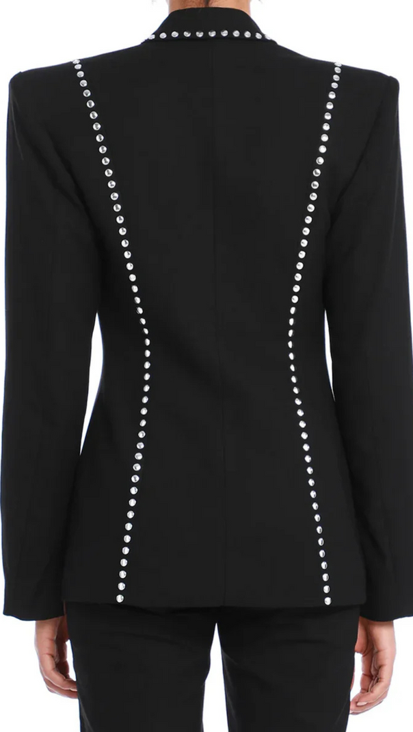 AIIZIE DEBORAH BLACK SCARF-DETAILED WOOL CREPE BLAZER SET - product image