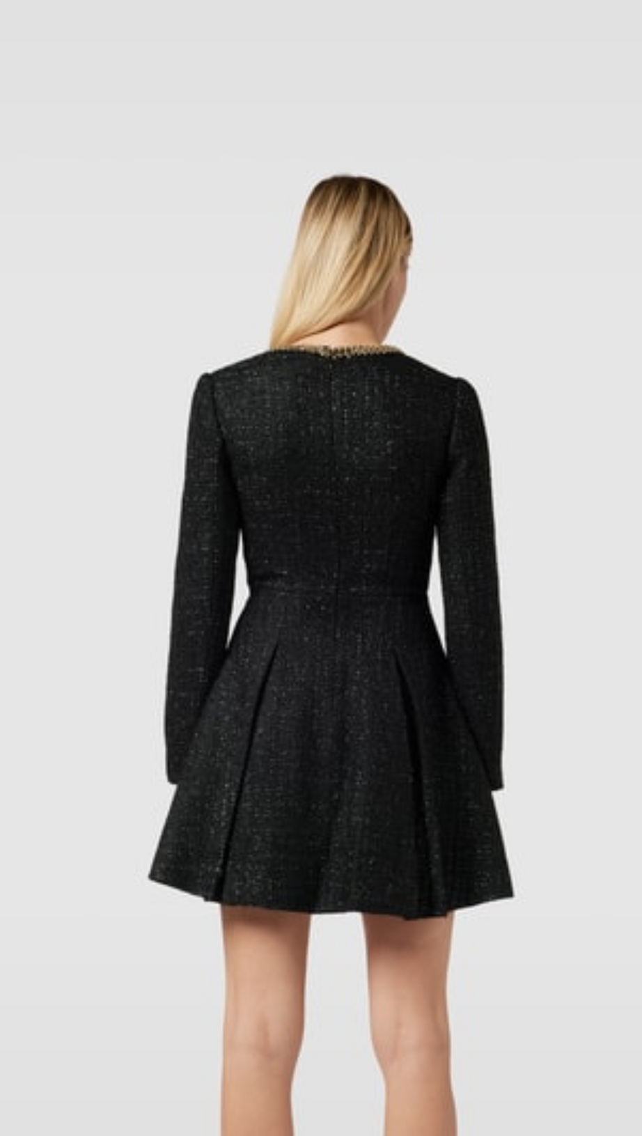 BLACK BOUCLE TAILORED MINI DRESS