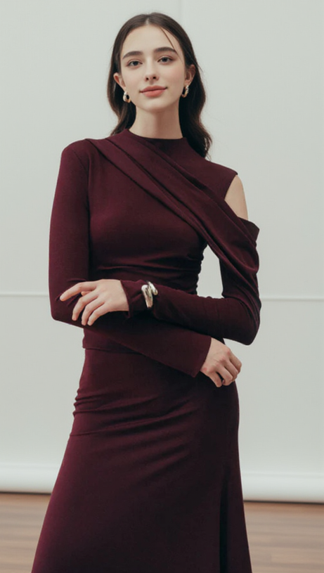 ECLIPSE DRAPED MAXI DRESS IN BLACKBERRY