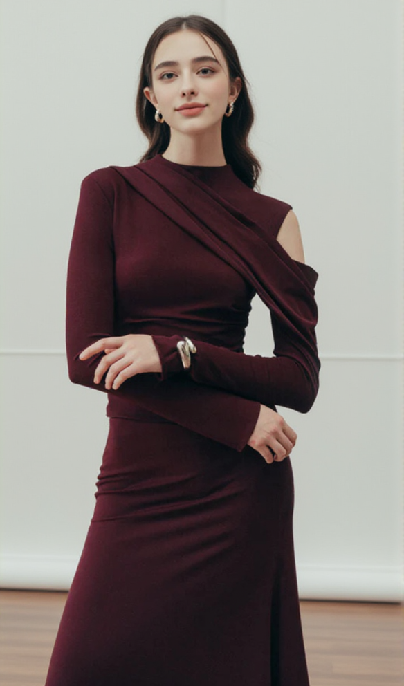 AIIZIE ECLIPSE DRAPED MAXI DRESS IN BLACKBERRY - product image