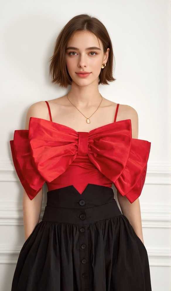 AIIZIE RIBBON TOP - RED - product image