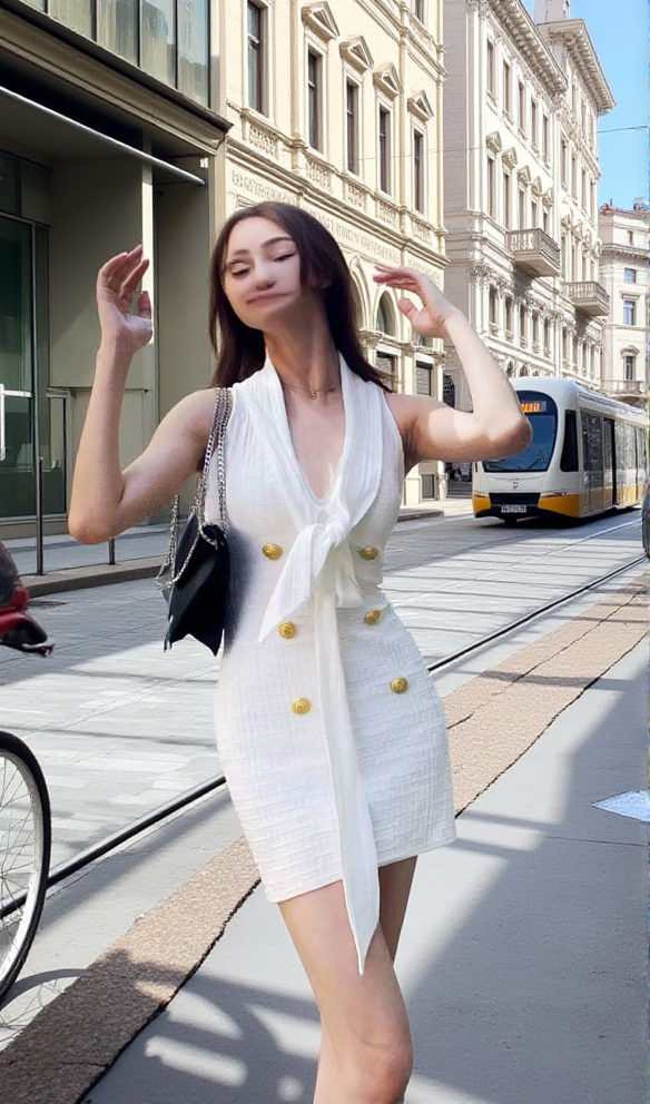 AIIZIE EVELYN JACQUARD MONOGRAM SHAWL-COLLAR MINI DRESS IN WHITE - product image